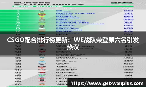 CSGO配合排行榜更新：WE战队荣登第六名引发热议